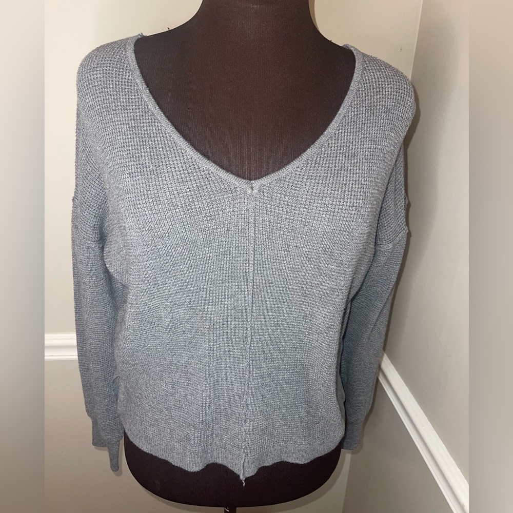 Pink Rose Gray Sweater Womens Size S Backside Detail